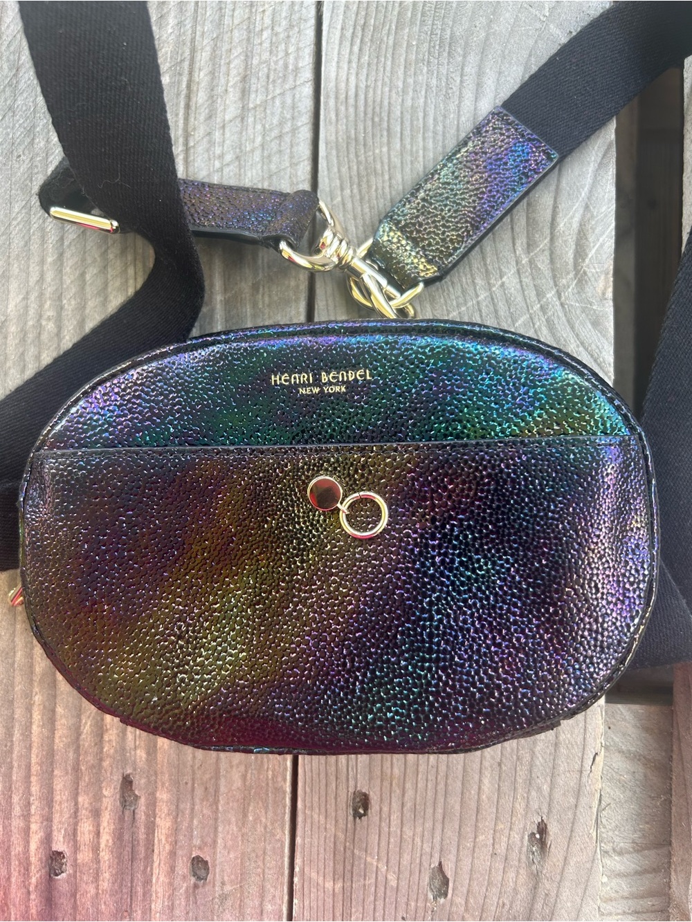 Henri Bendel NYC Iridescent Leather Belt Bag RARE and HTF - PETROL